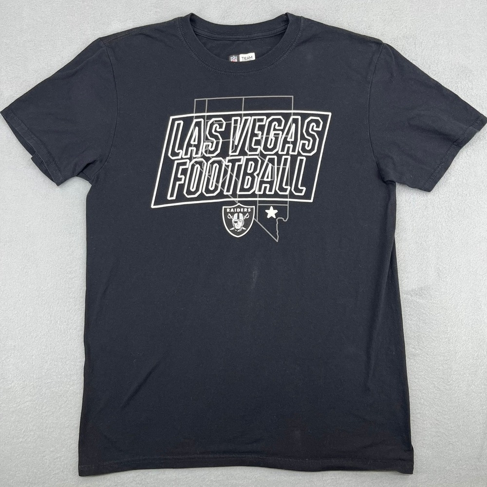 NFL Team Apparel Las Vegas Raiders Football Graphic T-Shirt Mens Medium‎ Black